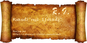 Raksányi Ildikó névjegykártya